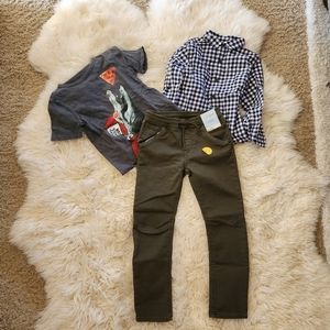 Cat & Jack NWT Green Joggers Youth Sz 7 plus two tops (tops do not have tags)